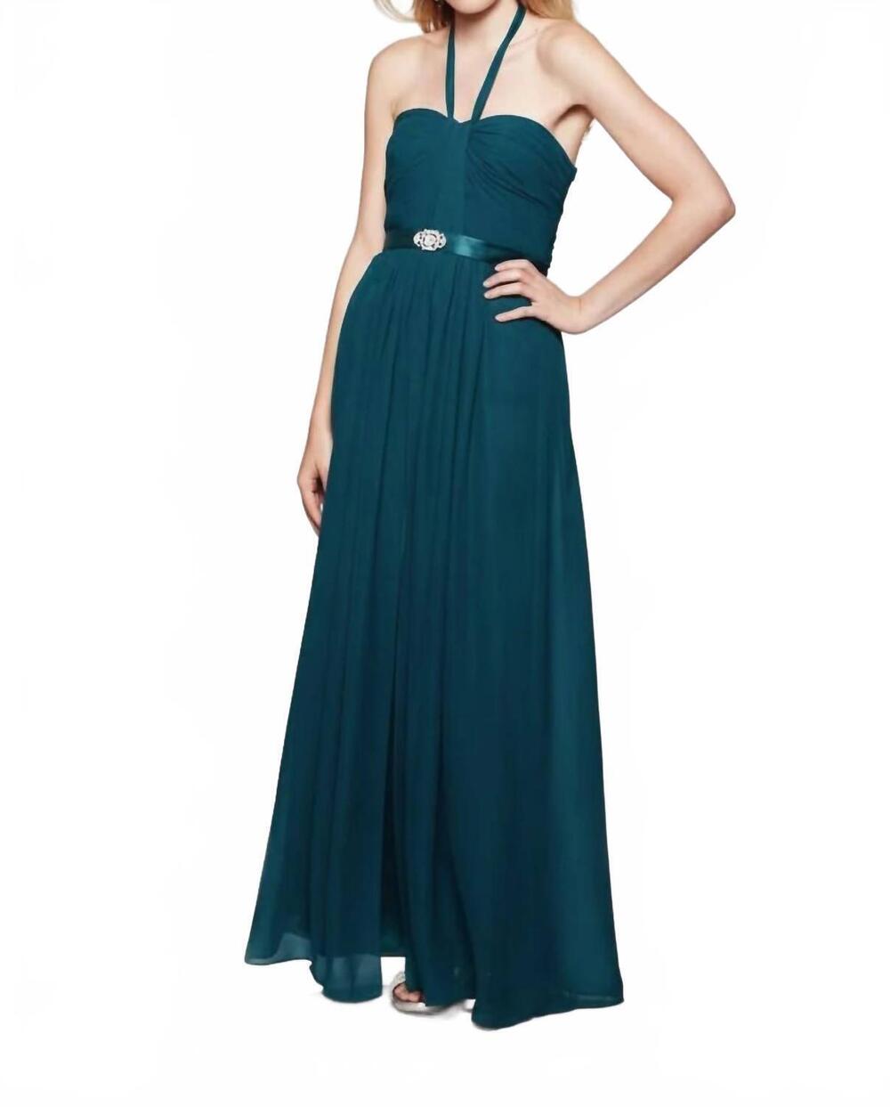 NEW LAST DRESS stellar nights halter neck gown in teal